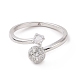 Clear Cubic Zirconia Flat Round Open Cuff Ring(RJEW-I094-02P)-2