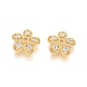 5-Petal Brass Micro Pave Clear Cubic Zirconia Bead Caps(ZIRC-G153-41G)-1