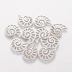 Non-Tarnish 304 Stainless Steel Charms, Conch Shape, Stainless Steel Color, 11.4x14.4x1mm(A-STAS-S105-T219)