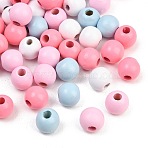 80Pcs 4 Colors Natural Wood Beads, Dyed, Round, Mixed Color, 14x13mm, Hole: 3.5~4.5mm, 20pcs/color(WOOD-YW0001-35)