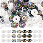 60Pcs 4 Colors Acrylic European Beads, Rondelle, Large Hole Beads, Faceted, Mixed Color, 13~14x7.5~8mm, Hole: 4.7~6mm, 15pcs/color(SACR-TA0001-80)