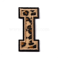 Polyester Computerized Embroidery Cloth Iron On Sequins Patches, Leopard Print Pattern Stick On Patch, Costume Accessories, Appliques, Letter.I, 61x27.5x1.5mm(PATC-SZC0001-01I)