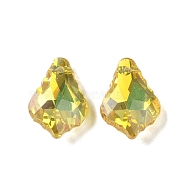 AB Color Plated Electroplate Glass Pendants, Faceted, Leaf, Yellow, 16x11x6mm, Hole: 1mm(X-EGLA-O003-06C-10)