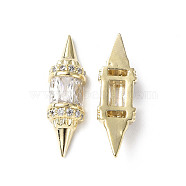 Brass Micro Pave Clear Cubic Zirconia Cabochons, Bicone, Real 18K Gold Plated, 18x5.5x4mm(KK-A174-06G)