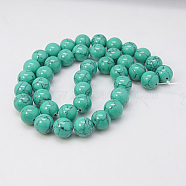 Synthetic Turquoise Beads Strands, Dyed, Round, Dark Turquoise, 6mm, Hole: 1mm, about 66pcs/strand, 15.7 inch(TURQ-H038-6mm-XXS11)