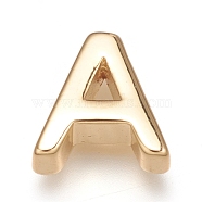 Brass Charms, Long-Lasting Plated, Letter, Letter.A, A: 8.5x8x3mm, Hole: 0.8mm(X-ZIRC-I037-01A-G)