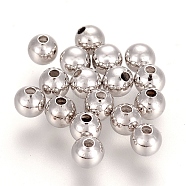 Brass Spacer Beads, Round, Nickel Free, Real Platinum Plated, 4mm, Hole: 1.2mm(X-KK-L180-007B-P-NF)