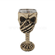 Halloween 304 Stainless Steel 3D Skull Mug, Resin Skeleton Cup, for Home Decorations Birthday Gift, Beige, 190x80x105mm, Inner Diameter: 63mm(SKUL-PW0001-025A-03)