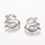 304 Stainless Steel Pendants, Swan, Stainless Steel Color, 14x13x4mm, Hole: 1.5mm(STAS-T005-12)