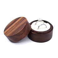 Round Wood Couple Ring Storage Boxes, Wooden Wooden Wedding Ring Gift Case with Velvet Inside, for Wedding, Valentine's Day, White, 5x3.5cm(PW-WG32375-04)