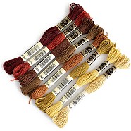 8 Skeins 8 Colors 6-Ply Cotton Embroidery Floss, Cross Stitch Threads, Coffee Gradient Color Series, Mixed Color, 1mm, about 8.75 Yards(8m)/Skein, 1 skein/color(PW-WG22229-04)