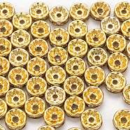 Iron Rhinestone Spacer Beads, Grade B, Golden Color, 8x3mm, Hole: 2mm(X-RB-8x3-G)