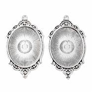 Tibetan Style Alloy Pendant Cabochon Settings, Cadmium Free & Lead Free, Oval, Antique Silver, Tray: 40x30mm, 65x37x2.5mm, Hole: 2.5mm, about 99pcs/1000g(TIBEP-R304-016AS-LF)