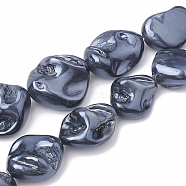 Shell Pearl Beads Strands, Polished, Nugget, Slate Gray, 15~25x10~26x5~16mm, Hole: 1mm, about 18pcs/strand, 14.96 inch(X-BSHE-Q031-15A)
