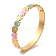 Adjustable Heart Enamel Bangles for Women, Vacuum Plating 304 Stainless Steel Bangles, Golden, Inner Diameter: 1-7/8x2-1/4 inch(4.8x5.8cm)(BJEW-F474-14G)