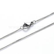 304 Stainless Steel Curb Chain Necklace, with Lobster Claw Clasp, Stainless Steel Color, Link: 3x2x0.6mm, 19.68 inch(50cm)(NJEW-S420-001C-P)