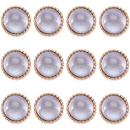 12Pcs ABS Plastic Shank Buttons, with Light Gold Tone Alloy Findings, 1-Hole, Half Round, Gainsboro, 25x16mm, Hole: 2mm(BUTT-GF0003-47C)