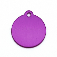 Colored Aluminum Pendants, Laser Cut, Double Sided Dog Pet Name Phone Number ID Tag Charm, Flat Round, Blue Violet, 36x31.5x1mm, Hole: 3mm(ALUM-S018-JA635-9)
