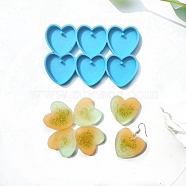 Heart Pendant Silicone Molds, Resin Casting Molds, for UV Resin & Epoxy Resin Jewelry Making, Light Sky Blue, 72.5x113x7.5mm, Hole: 3mm, Inner Diameter: 36x30.5mm(DIY-F109-13)