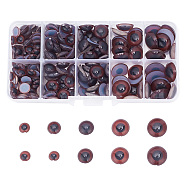 Plastic Craft Eyes Cabochons, Doll Making Accessories, Half Round, Coconut Brown, 8~16x3~4.5mm, 240pcs/box(DOLL-WH0002-08)