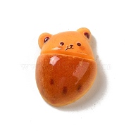 Opaque Resin Imitation Food Decoden Cabochons, Bear Bread, Dark Orange, 22x18x8mm(X-CRES-A058-01C)