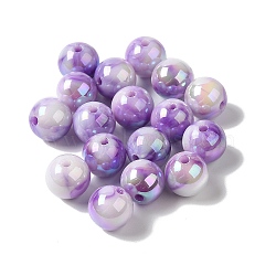 Opaque Two-tone Acrylic Beads, Round, Dark Violet, 10x9.5mm, Hole: 2mm(OACR-G015-04)