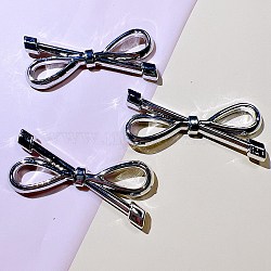 Bowknot Plastic Cabochons, DIY Hairpin Hair Accessories, Silver, 60x26mm(PW-WG83572-01)