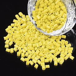 8/0 Two Cut Glass Seed Beads, Hexagon, Opaque Colours, Yellow, 2.5~3x2.5mm, Hole: 0.9mm, about 15000pcs/bag(SEED-S033-01A-01)