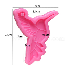 Bird Shape DIY Pendant Silicone Molds, for Keychain Making, Resin Casting Molds, For UV Resin, Epoxy Resin Jewelry Making, Hot Pink, 78x60x10mm, Inner Diameter: 70x54mm(SIMO-PW0001-325K)