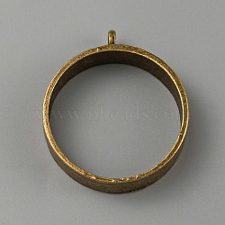 Tibetan Style Alloy Open Back Bezel Pendants, for DIY UV Resin, Epoxy Resin, Pressed Flower Jewelry, Ring, Antique Bronze, 33~33.5x29x7.5mm, Hole: 2.5~3mm, Inner Diameter: 26mm(FIND-WH0152-220AB)