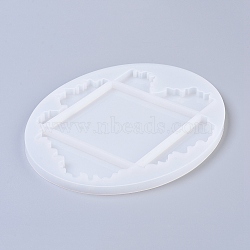 Cup Mat Silicone Molds, Resin Casting Molds, For UV Resin, Epoxy Resin Jewelry Making, Oval with Sea Wave, White, 238x190x10mm(DIY-G011-09)