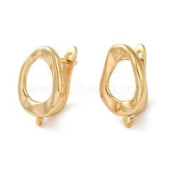 Brass Earring Findings, Real 18K Gold Plated, Real 18K Gold Plated, 17.5x12mm, Hole: 1.2mm, Pin: 10mm(KK-O100-01G)