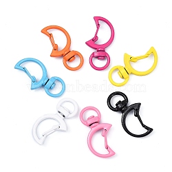 Spray Painted Alloy Swivel Snap Hooks Clasps, Cadmium Free & Nickel Free & Lead Free, Moon, Mixed Color, 34x19x6mm, Hole: 5x9mm(X-PALLOY-T080-13-NR)
