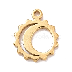 304 Stainless Steel Charms, Sun with Moon Charms, Golden, 11.5x9.5x1mm, Hole: 1.2mm(STAS-G287-08G)