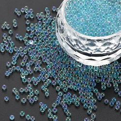 DIY 3D Nail Art Decoration Mini Glass Beads, Tiny Caviar Nail Beads, AB Color Plated, Round, Sky Blue, 2mm, about 450g/bag(MRMJ-N028-001A-B09)