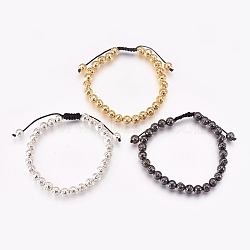 Electroplated Natural Lava Rock Braided Bead Bracelets, Mixed Color, 2 inch(5.25cm)(BJEW-O162-H)