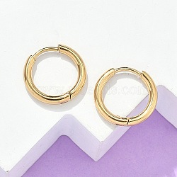 Ion Plating(IP) 304 Stainless Steel Huggie Hoop Earrings, Hypoallergenic Earrings, with 316 Surgical Stainless Steel Pin, Real 18K Gold Plated, 12 Gauge, 14x2mm, Pin: 1mm, Inner Diameter: 10mm(EJEW-F111A-14mm-G)