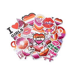 Cartoon Lesbian Pride Theme Paper Stickers Set, Adhesive Label Stickers, for Suitcase, Planner and Refigerator Decor, Mixed Color, 3.2~7.5x3.8~7.4x0.02cm, 50pcs/bag(DIY-M031-55)