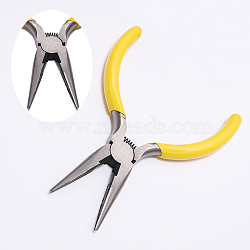 Carbon Steel Pliers, Jewelry Making Supplies, Needle Nose Pliers, Yellow(TOOL-PW0004-03E)