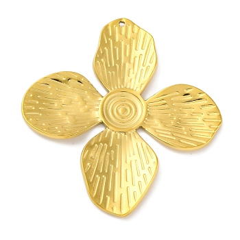 Ion Plating(IP) 304 Stainless Steel Pendants, Flower Charm, Real 18K Gold Plated, 44x41x2mm, Hole: 1mm