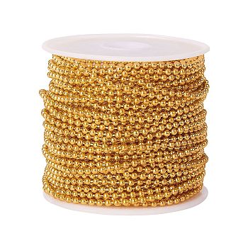 Brass Ball Chains, Long-Lasting Plated, Soldered, with Spool, Golden, 2mm, about 10m/roll, 1roll