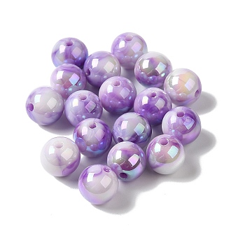 Opaque Two-tone Acrylic Beads, Round, Dark Violet, 10x9.5mm, Hole: 2mm