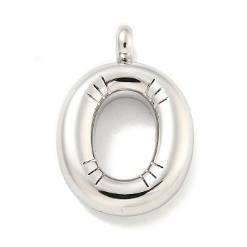 Non-Tarnish 304 Stainless Steel Pendants, Letter Charm, Stainless Steel Color, Letter O, 24.5x16.5x5.5mm, Hole: 3mm