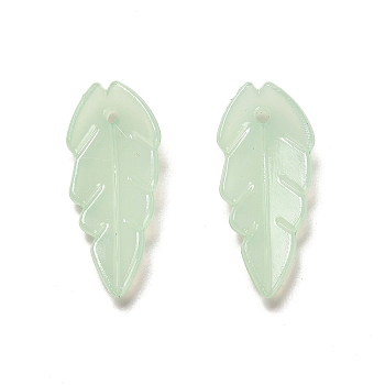 Translucent Acrylic Pendants, Leaf, Honeydew, 23.5x10.5x4mm, Hole: 1.4mm
