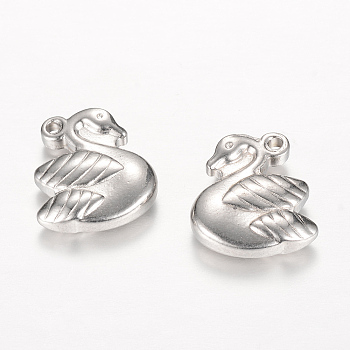 304 Stainless Steel Pendants, Swan, Stainless Steel Color, 14x13x4mm, Hole: 1.5mm