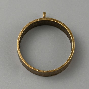 Tibetan Style Alloy Open Back Bezel Pendants, for DIY UV Resin, Epoxy Resin, Pressed Flower Jewelry, Ring, Antique Bronze, 33~33.5x29x7.5mm, Hole: 2.5~3mm, Inner Diameter: 26mm