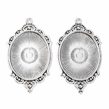 Tibetan Style Alloy Pendant Cabochon Settings, Cadmium Free & Lead Free, Oval, Antique Silver, Tray: 40x30mm, 65x37x2.5mm, Hole: 2.5mm, about 99pcs/1000g