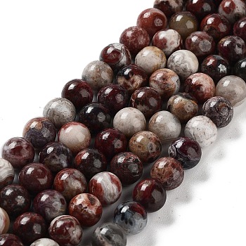 Natural Mexican Red Laguna Lace Agate Round Beads Strands, 8mm, Hole: 1mm, about 46pcs/strand, 15.35''(39cm)