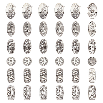 Elite 36Pcs 6 Style DIY Bracelet Jewelry Making Findings Kits, Including Tibetan Style Zinc Alloy Connector Charms & Multi-Strand Links, Mixed Shapes, Antique Silver, 23~38.5x18.5~25x1.5~2mm, Hole: 1.8~3mm, 6pcs/style