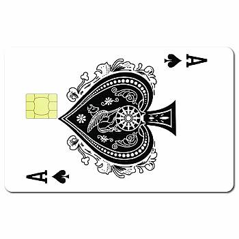 PVC Plastic Waterproof Card Stickers, Self-adhesion Card Skin for Bank Card Decor, Rectangle, Spade A, 186.3x137.3mm